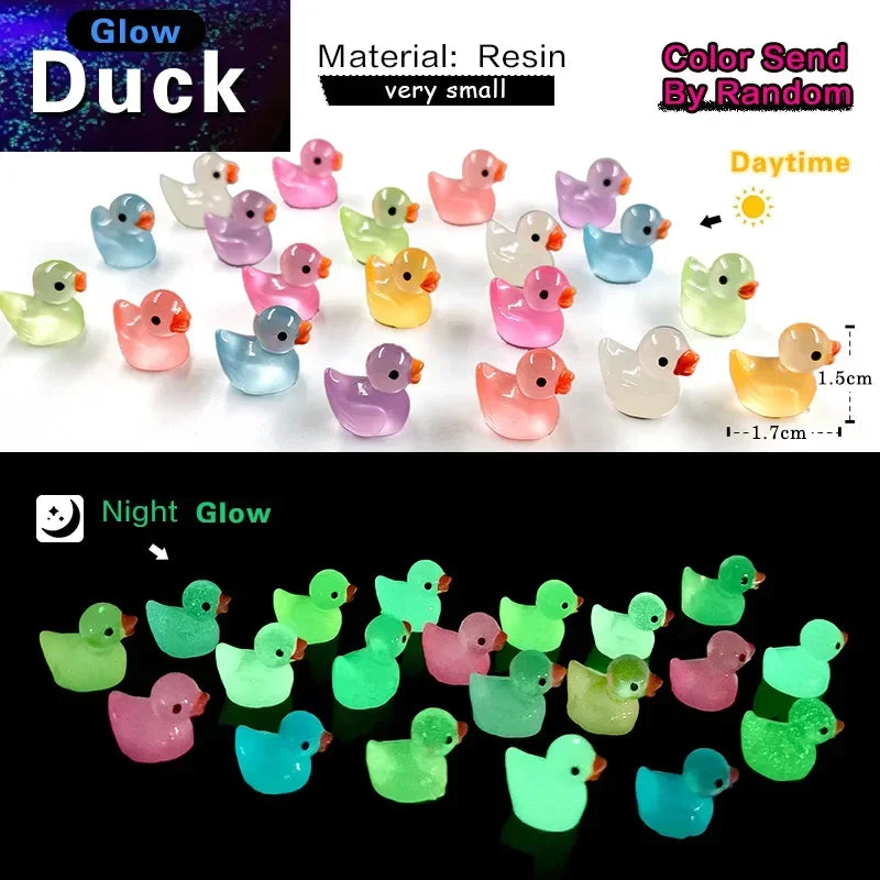 50PCS Luminous Mini Ducks - Glow in the Dark Fairy Garden Accessories