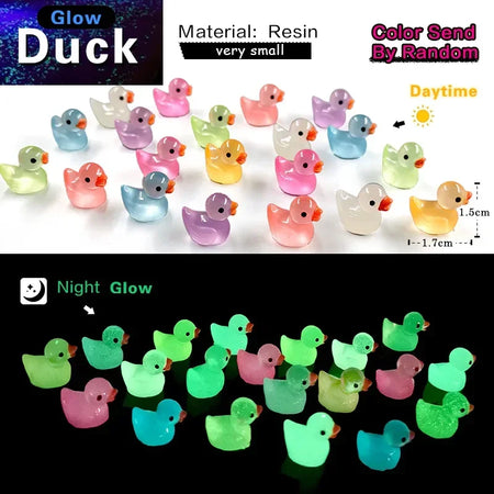 50PCS Luminous Mini Ducks - Glow in the Dark Fairy Garden Accessories