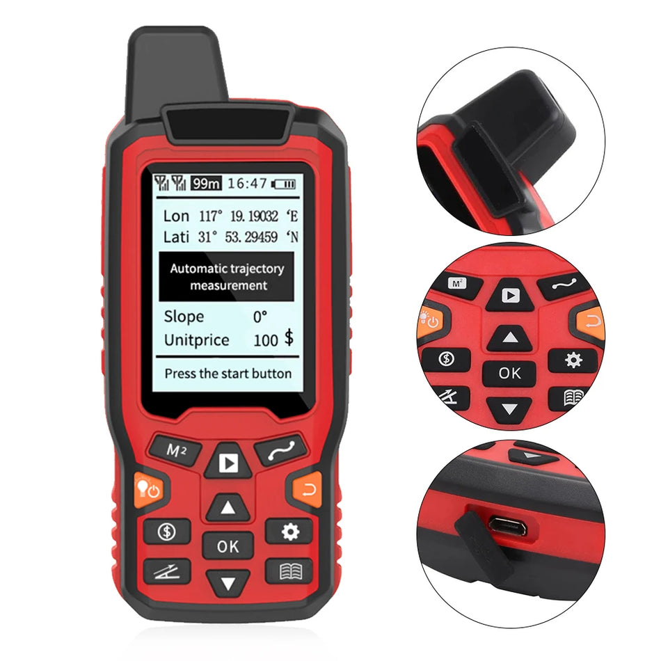 GPS Land Area Measure Handheld USB Tracker With Auto Slop