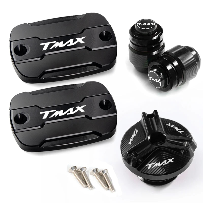Yamaha TMAX Brake Fluid Tank Cap &amp; Filler Cap Set by AKGLS 4pcs black