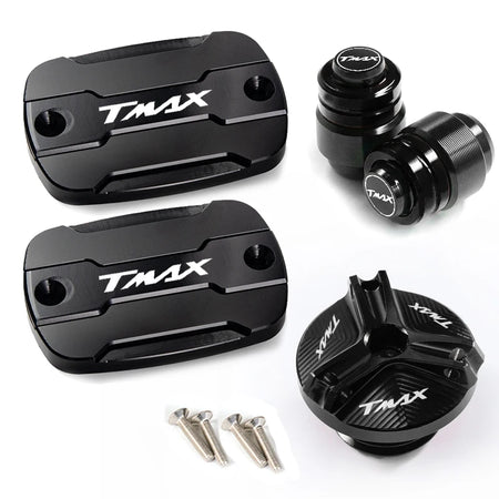 Yamaha TMAX Brake Fluid Tank Cap &amp; Filler Cap Set by AKGLS 4pcs black