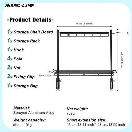 KRC Camp Lightweight Camping Storage Shelf &ndash; Versatile Aluminum Alloy Organizer