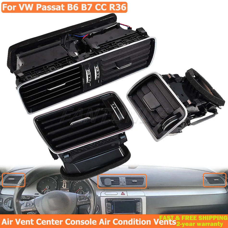 Salidas de Aire Acondicionado Brillo Negro Cromado para VW Passat B6 B7