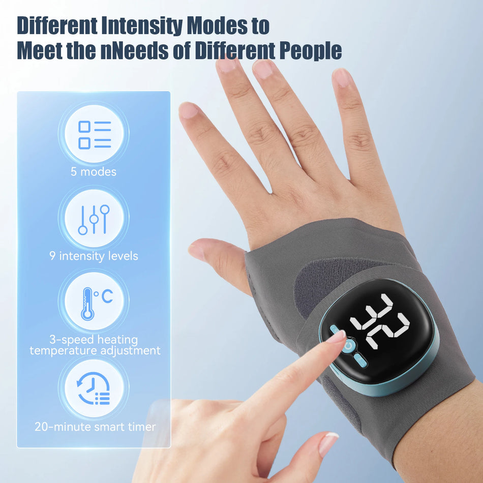 Trådlös EMS Smärtlindrande Handledsmassagerare Med Värmeskydd