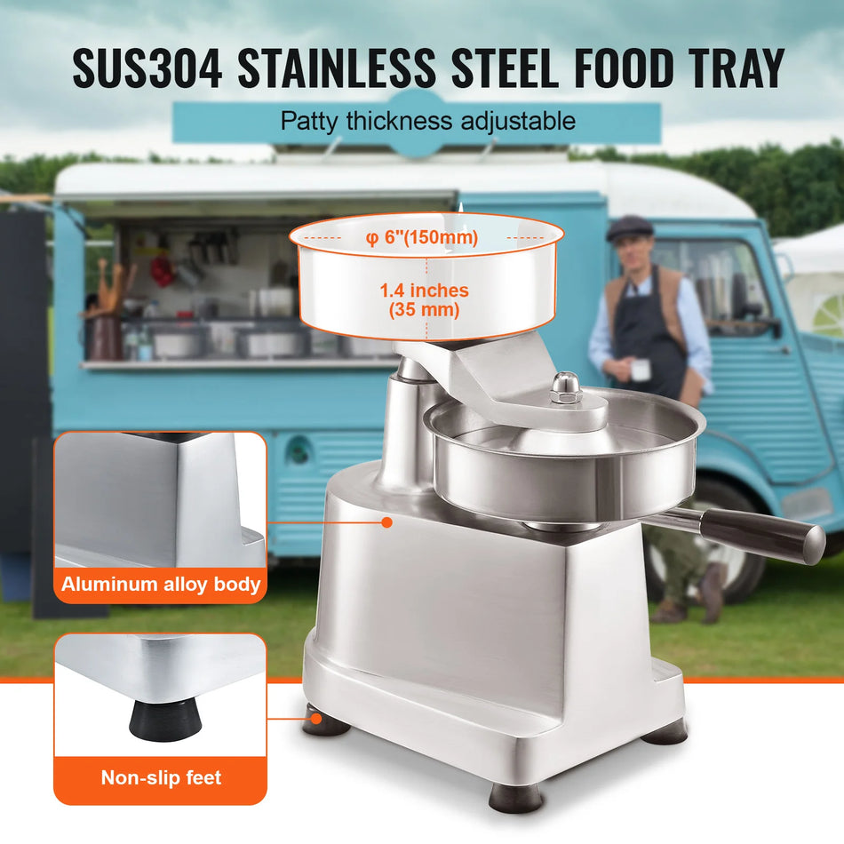 6 Inch Burger Patty Press Roostevaba Teras Pro