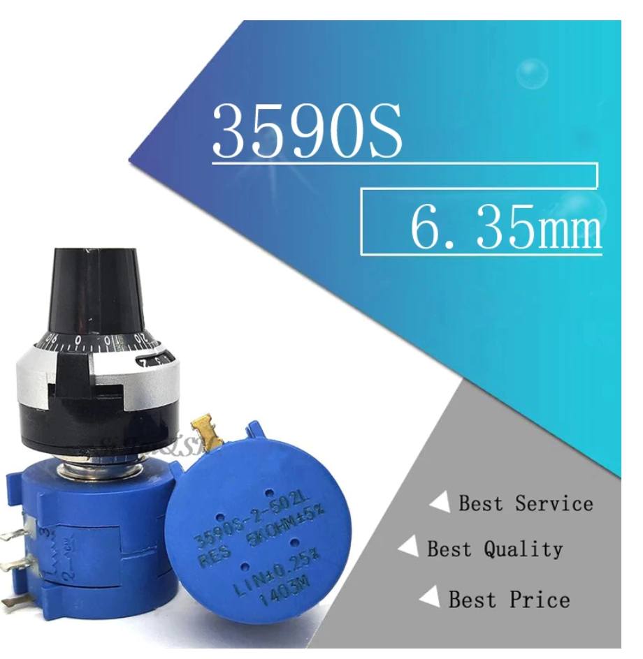 3590S-2 3590S Series Precision Multiturn Potentiometer 10 Ring Adjustable Resistor+1PCS Turns Counting Dial Rotary 6.35mm Knob