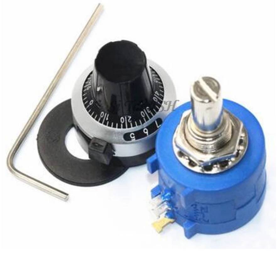3590S-2 3590S Series Precision Multiturn Potentiometer 10 Ring Adjustable Resistor+1PCS Turns Counting Dial Rotary 6.35mm Knob