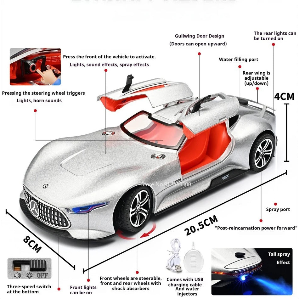 1:24 Vision GT GTR Diecast Model Avto z Metalno Karoserijo in Lučmi