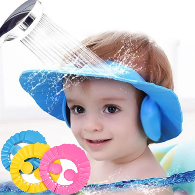🟠 1pc регулируемые детские шапки для душа детская шампунь для шампуня для шампуня для ванны водонепроницаемое козырьковое козырьк ухой глаз Портативный детский умысь волосами шляпу для волос