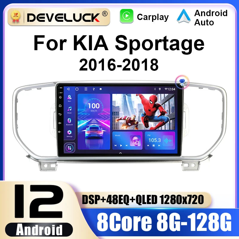 Kia Sportage KX5 Android 12 autorádio s 9palcovým IPS dotykovým displejem, 2-DIN, GPS, CarPlay a 4G konektivitou