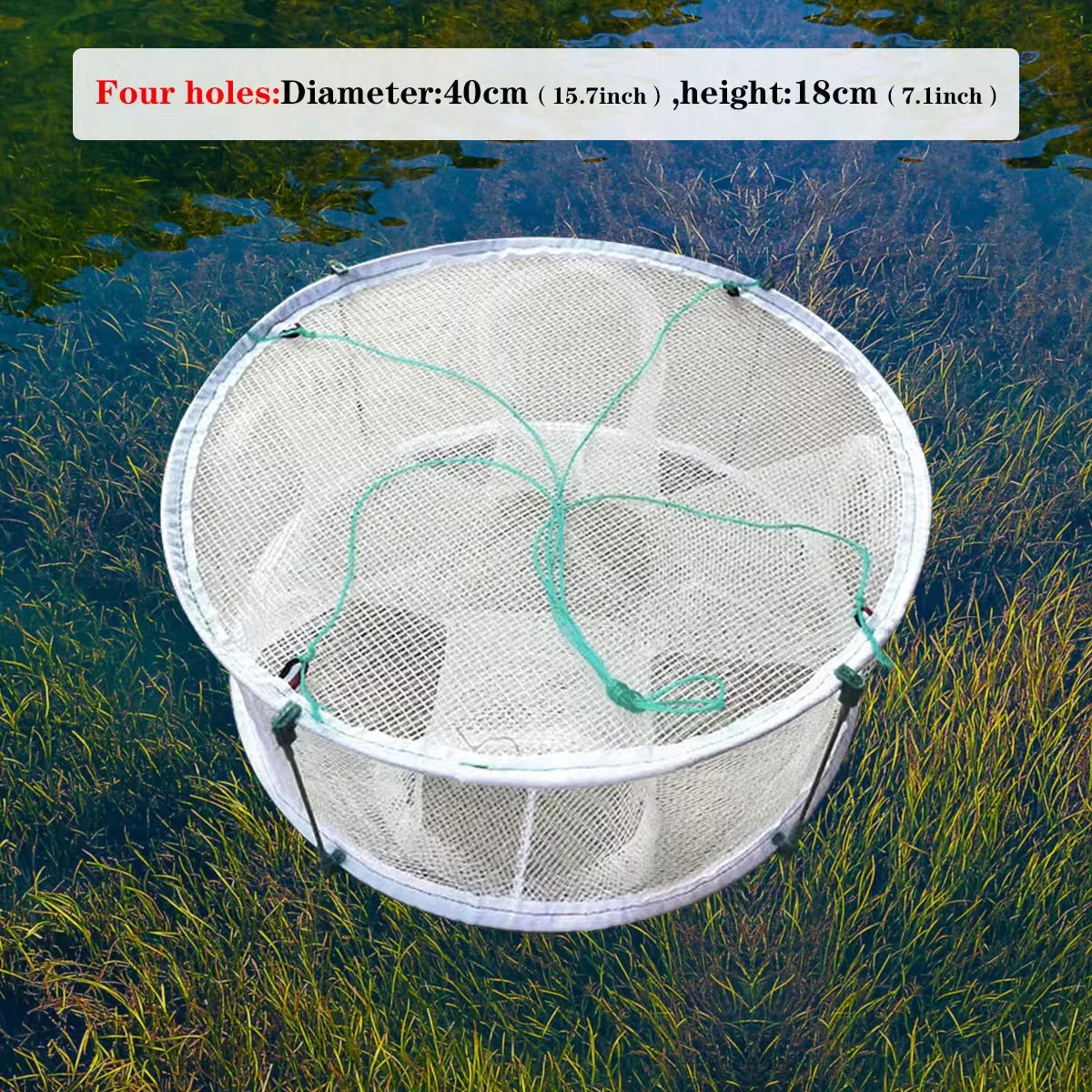 Foldable Automatic Fishing Net for Crabs, Lobsters, and More - Durable &amp; Easy to Use 4 holes