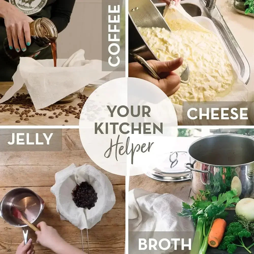 Reusable Cotton and Polyester Filter Cloth for Home Brewing and Food Prep