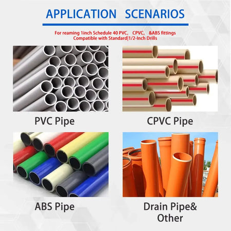 PVC Pipe Reamer Head 3/4” 1" 1-1/2” 2” 3” 4” PVC Fitting Saver with 3/8-Inch Hex Shaft PVC Socket Saver For Schedule 40 PVC Pipe by InterCyprus Trading Ltd