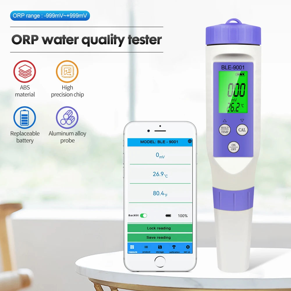 BLE-9001 Bluetooth ORP Meter &ndash; App Controlled Water Monitor