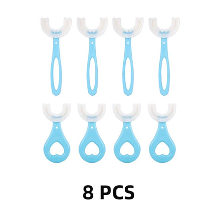 360 Degree U-Shaped Silicone Baby Toothbrush for Kids' Oral Care 8 Pcs Blue(2-12Y) / CHINA