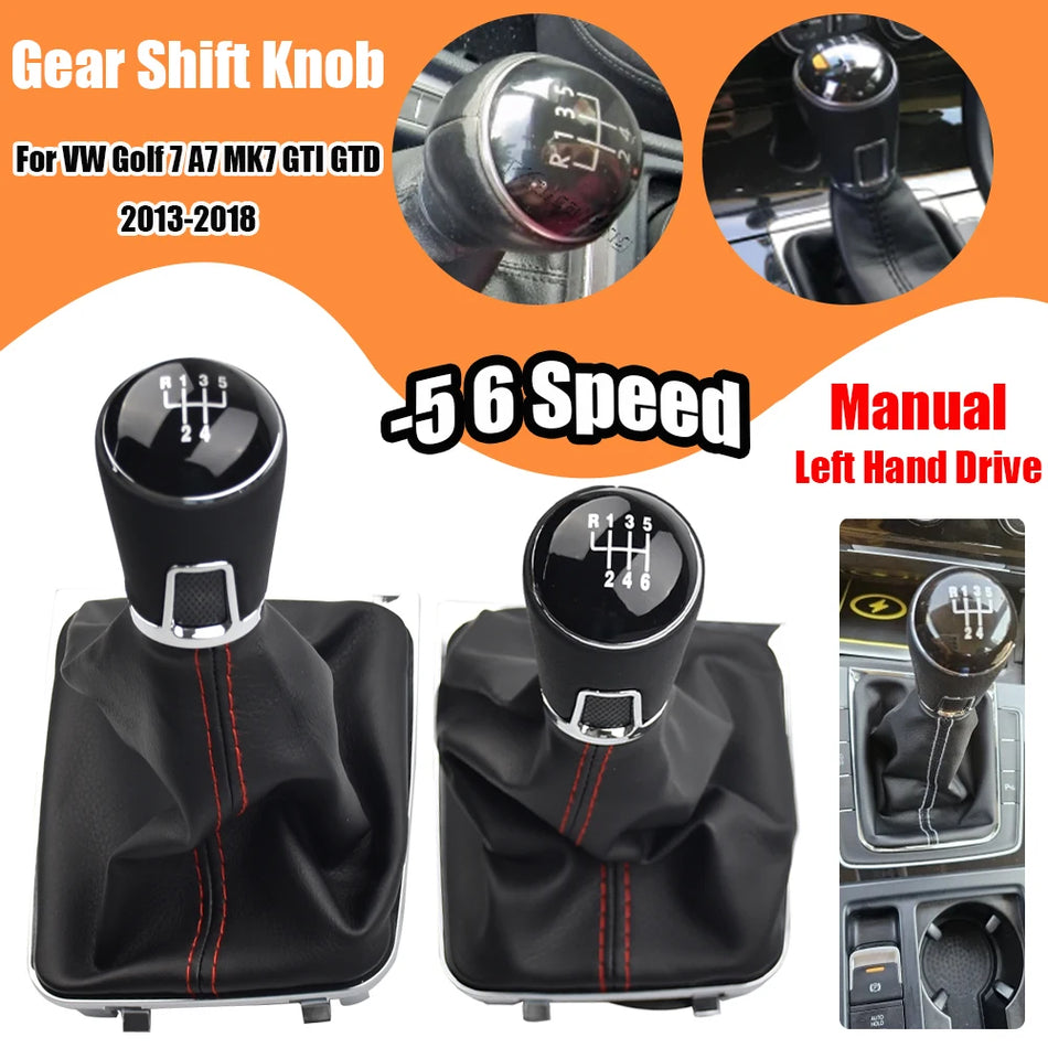 Perilla de Cambio de Marchas Manual con Funda de Cuero PU para VW Golf 7 MK7 GTI GTD