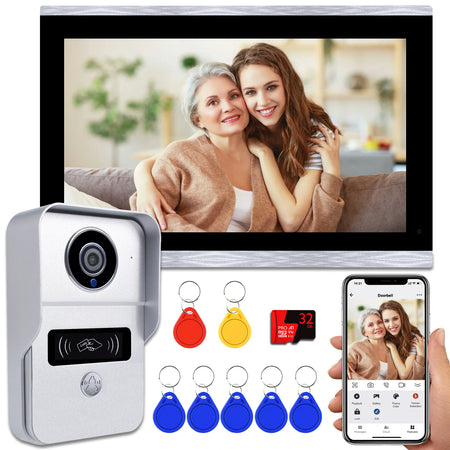 1080P Touch Screen Wifi Video Doorbell with Motion Detection and ID Unlock