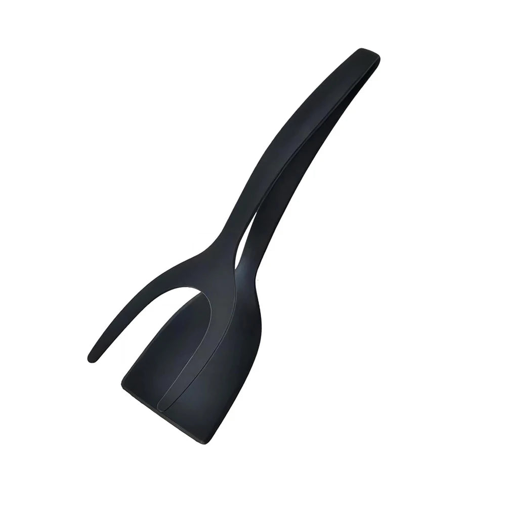 2 in 1 Grip Flip Spatula Tongs for Easy Cooking Black