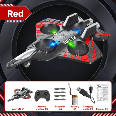 2.4G RC EPP Foam Fighter Plane with Stunt Features and LED Lights red