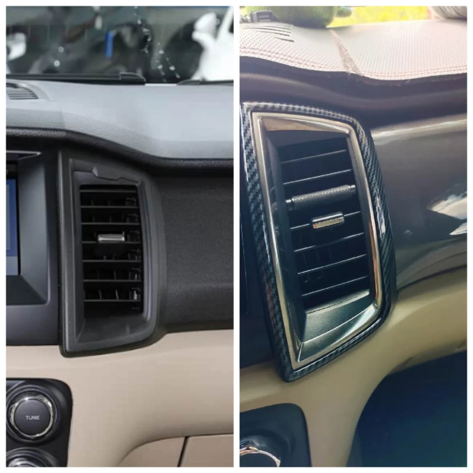 Copertura cornice per uscita d'aria anteriore per Ford Ranger Everest in fibra di carbonio imitazione in ABS