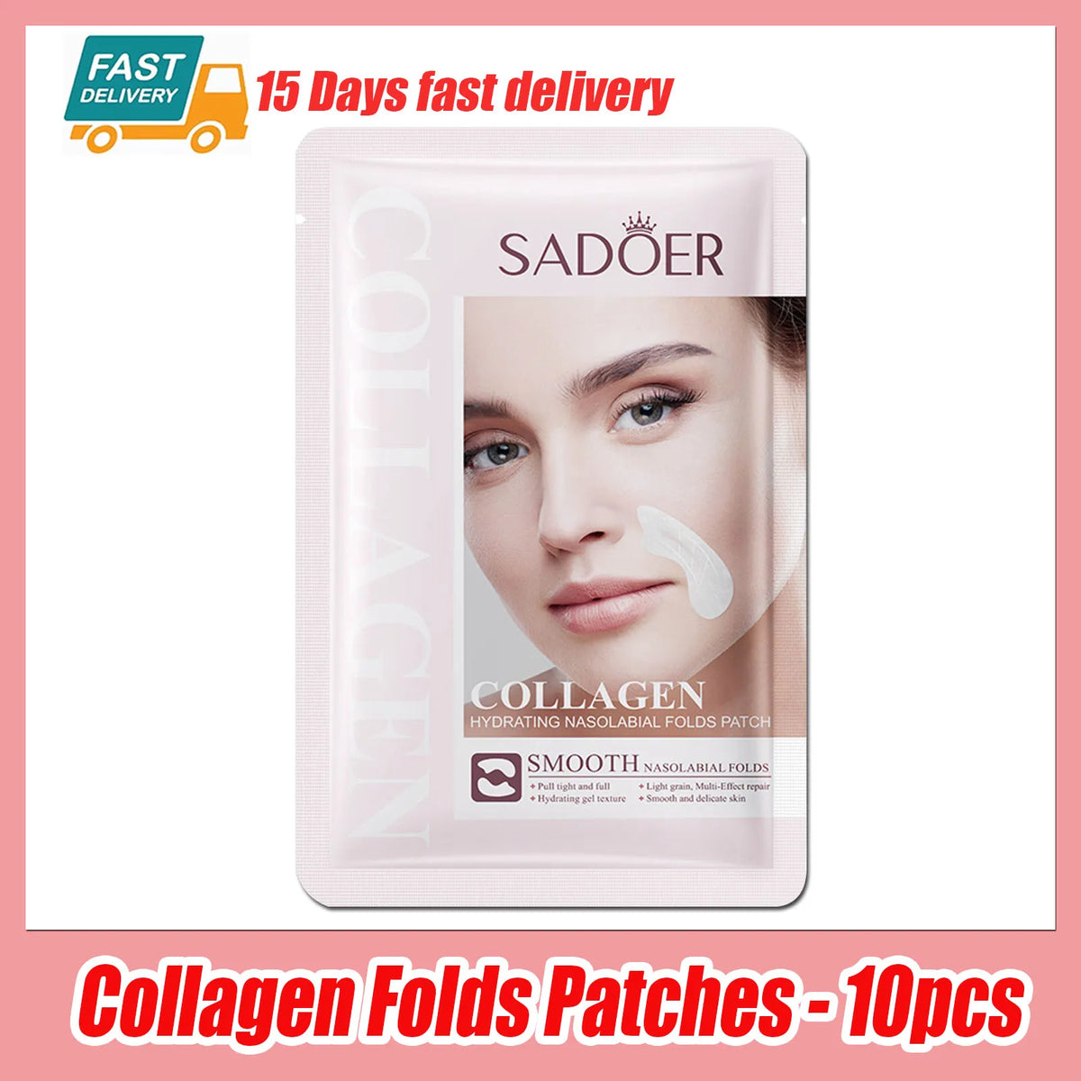 10pcs Hyaluronic Acid Collagen Face Mask for Moisturizing &amp; Firming Skin Cheek-10pcs