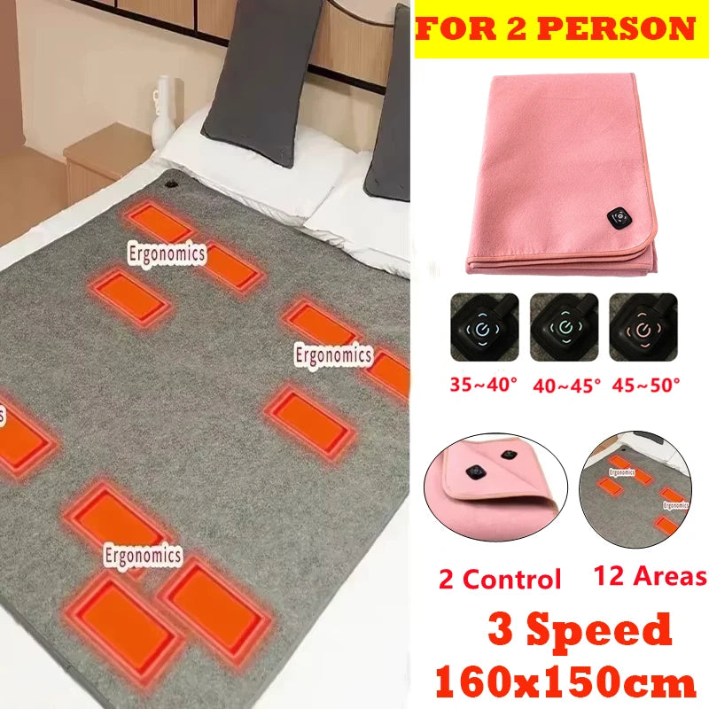 Electric Heating Blanket USB Car &ndash; Three Speed Thermostat 160 x150cm 1