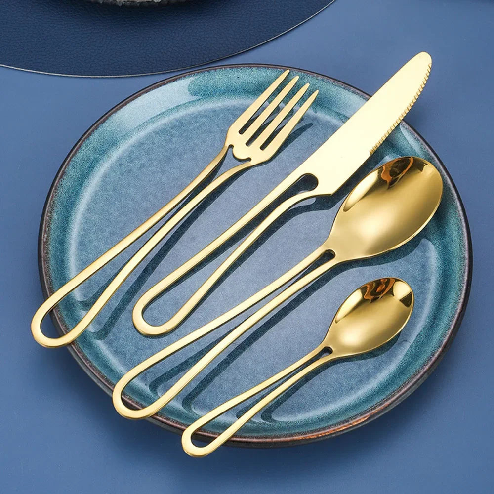 4Pcs Hollowed Out Handle Dinnerware Set &ndash; Eco-Friendly Stainless Steel Flatware