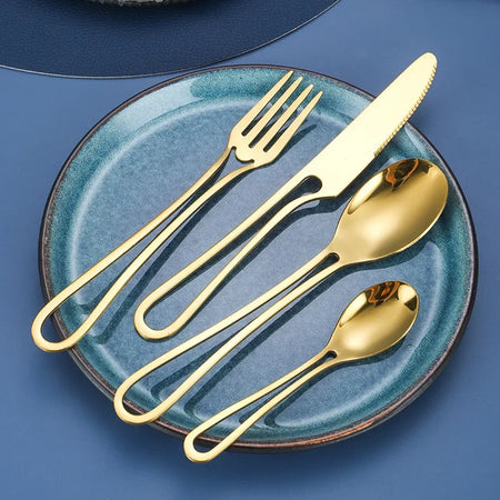 4Pcs Hollowed Out Handle Dinnerware Set &ndash; Eco-Friendly Stainless Steel Flatware