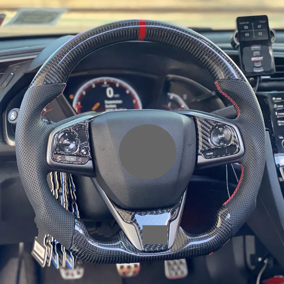Honda Civic Type-R Prawdziwe Koło Kierownicze z Włókna Węglowego z Perforowaną Skórą