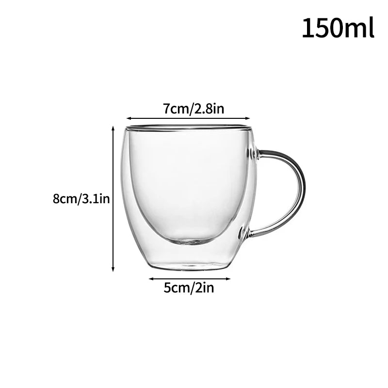 Heat Resistant Glass Mug - Aesthetic Handle Tea Cup 150ml / AS SHOW