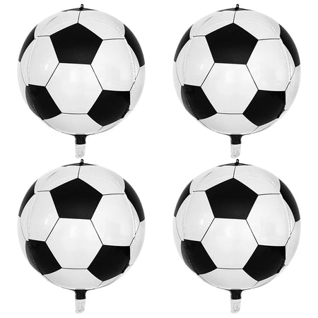 22 Inch 4D Soccer Ball Foil Balloons - Perfect for Kids' Sport Birthday Party Decorations 4pcs / 22inch