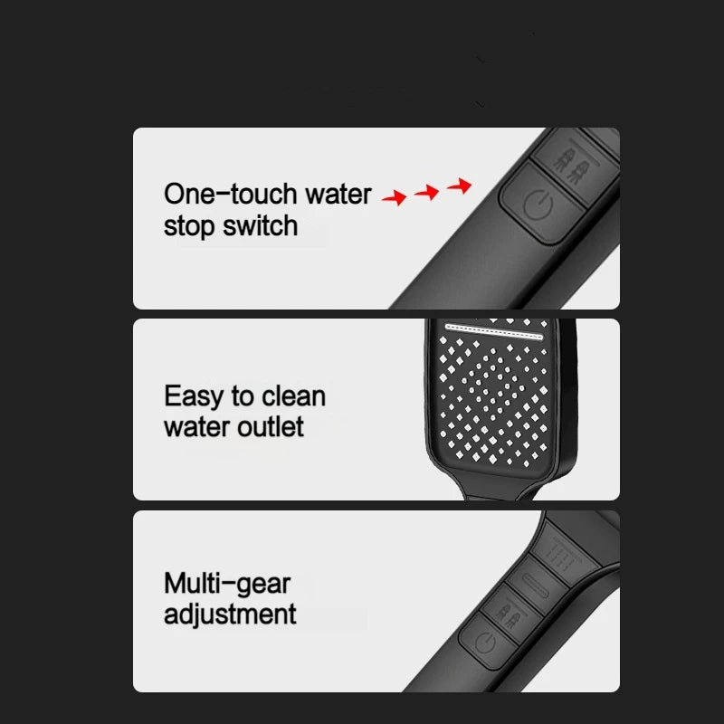 7 Tilstande Stor Bruserhoved Justerbar Én Nøgle Stop Badeværelse Højtryk Vandbesparende Bruser Mixer Dyser Badeværelsestilbehør