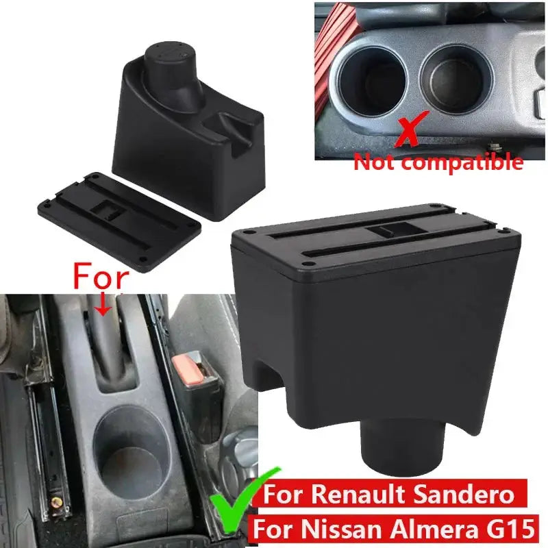 Center Console Armrest Box With Leather and ABS For Dacia Renault Nissan by InterCyprus Trading Ltd