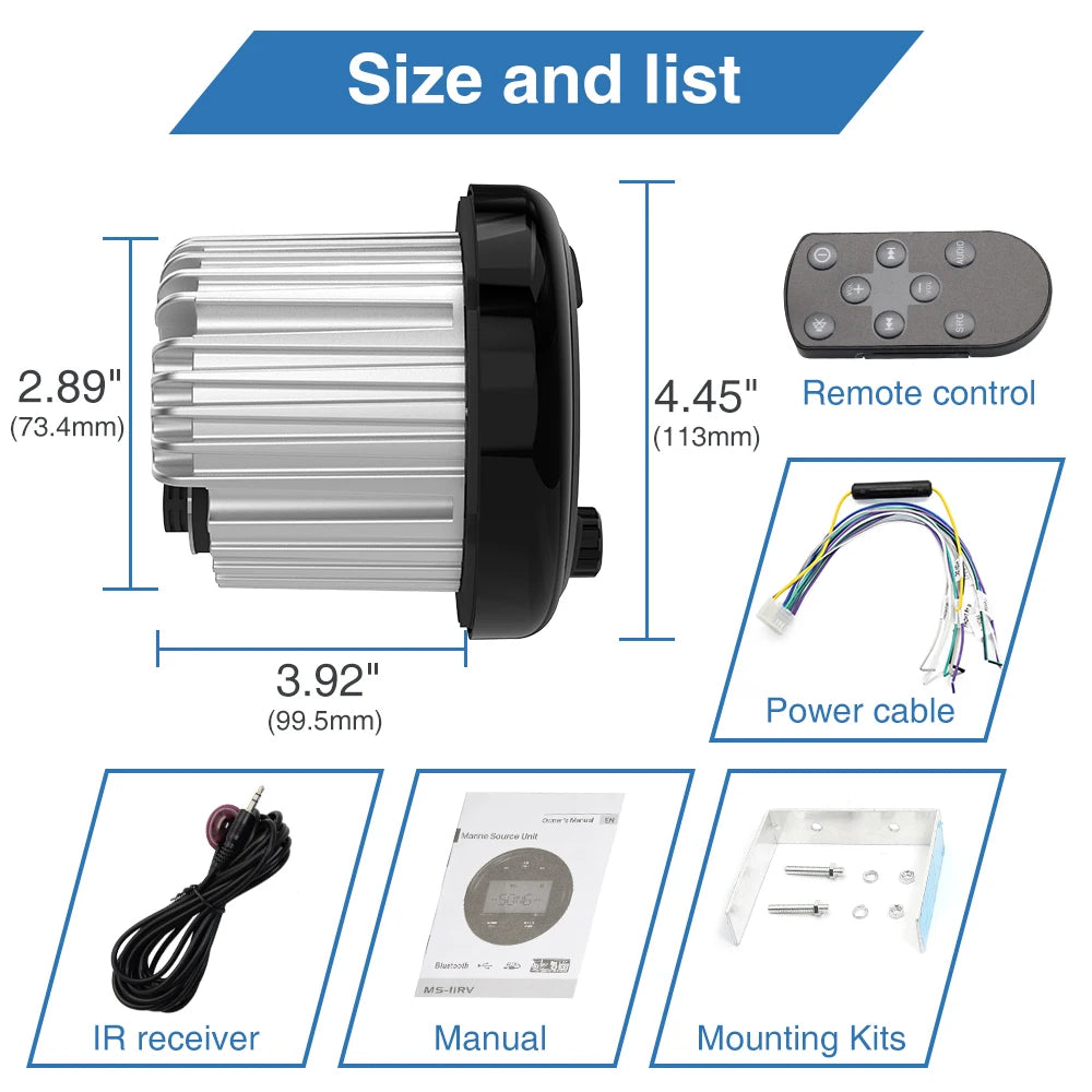 MS-50RV Marine Radio Cover &ndash; Waterproof Bluetooth USB
