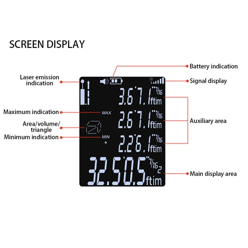 40m Protable Laser Distance Meter &ndash; Rechargeable Backlight