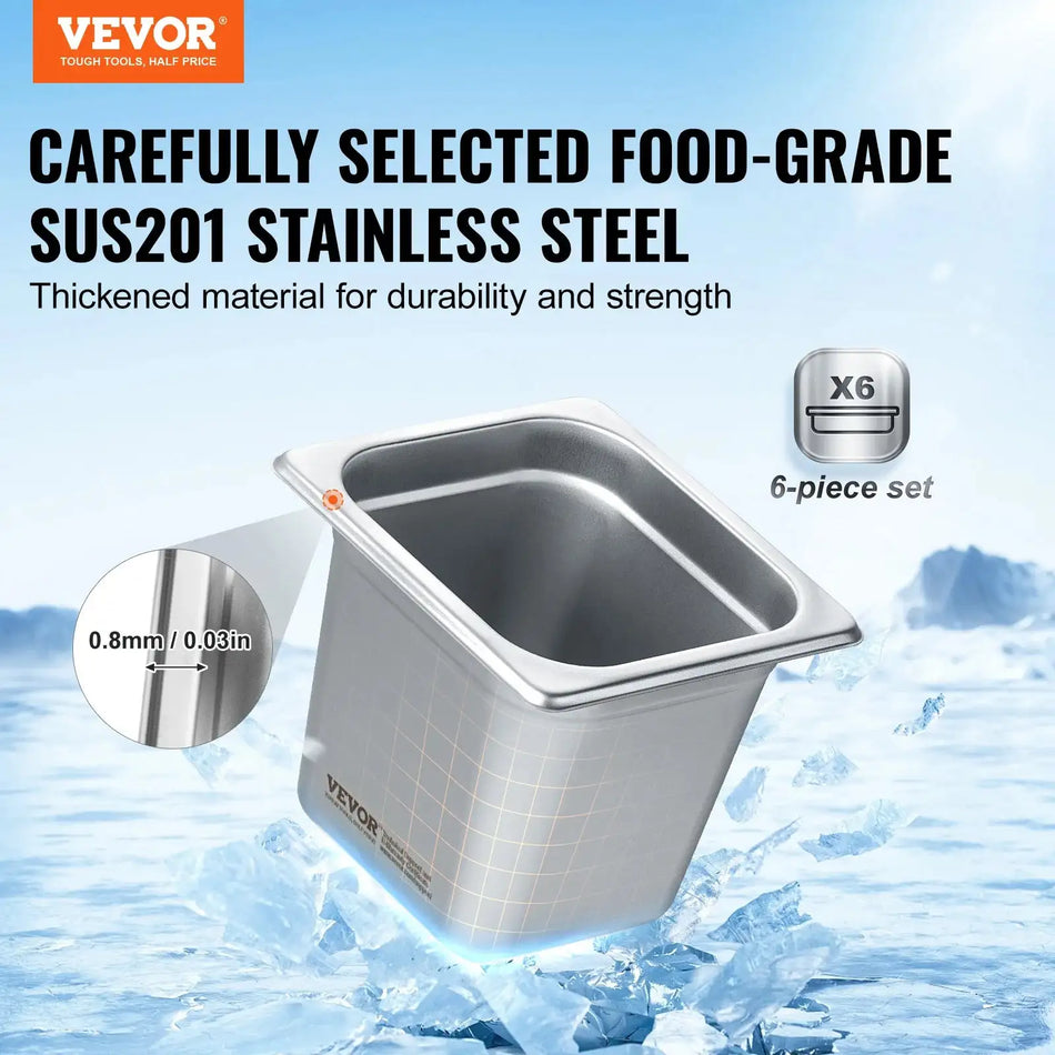One Third Size Stainless Steel Steam Table Pan