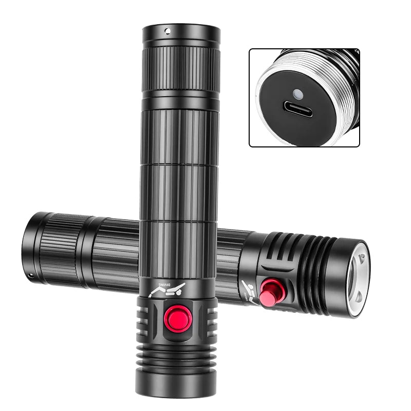 2000mAh High Power Diving Flashlight - IPX8 Waterproof