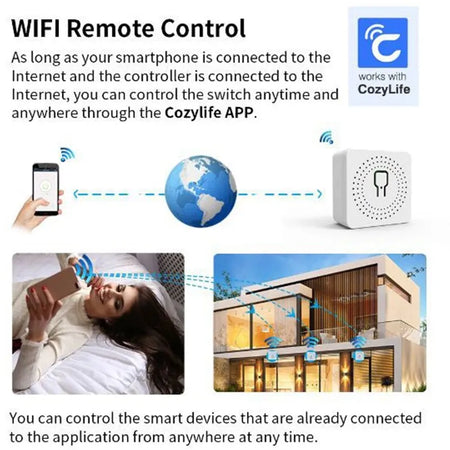 Mini Wi-Fi Smart Switch Module for 2-Way Control, Compatible with Alexa &amp; Google Home