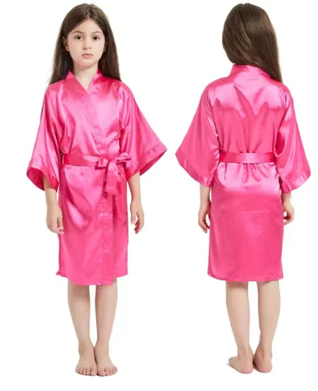 Pink Satin Silk Kids Robes - Soft, Stylish &amp; Comfortable As the photo show 2 / M