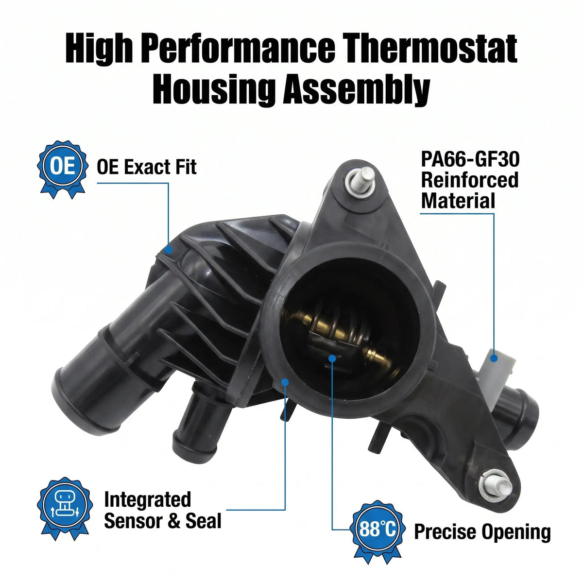 Engine Coolant Thermostat Housing Assembly GK3Q-9K478-CA KK3Q-9K478-BA for Ford Transit Ranger 2.0 EcoBlue 2350518 2037004 by InterCyprus Trading Ltd