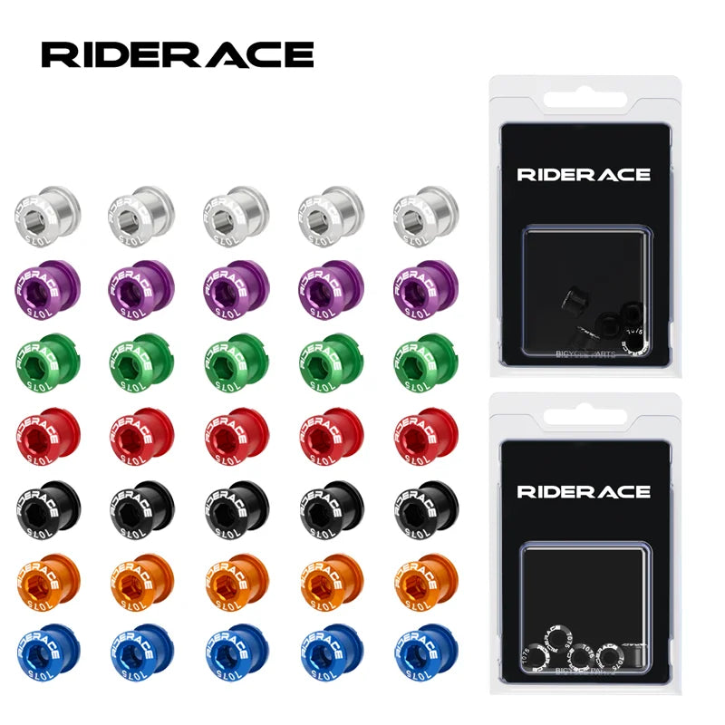 RIDERACE 5 PCS Bicycle Chainring Bolts &ndash; CNC 7075 Aluminum Ultra Durable Lightweight