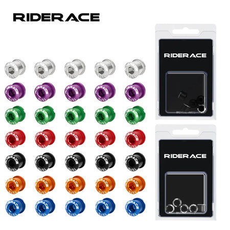 RIDERACE 5 PCS Bicycle Chainring Bolts &ndash; CNC 7075 Aluminum Ultra Durable Lightweight