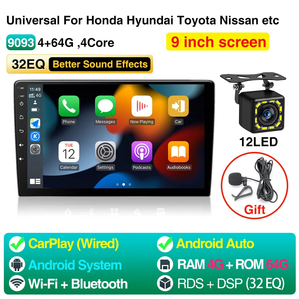 AKAMATE 9Inch Android Car Radio 2 Din &ndash; WiFi Bluetooth GPS 4 64G 36Pro
