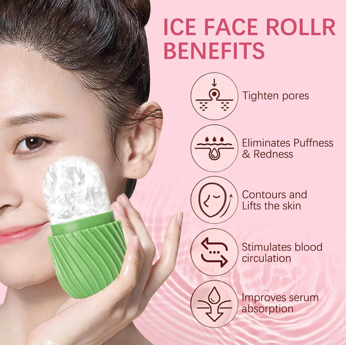 Ice Face Roller Beauty Massage Silicone Mold for Eye Puffiness &amp; Pore Reduction