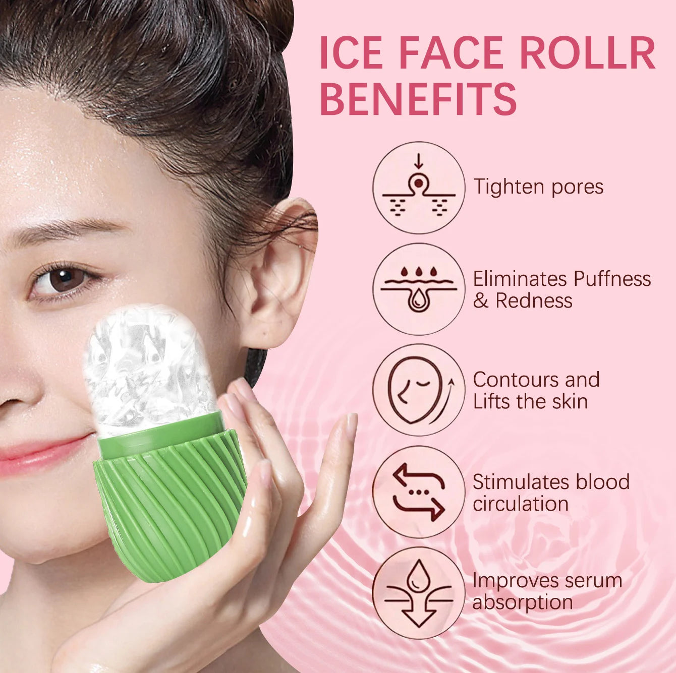 Ice Face Roller Beauty Massage Silicone Mold for Eye Puffiness &amp; Pore Reduction
