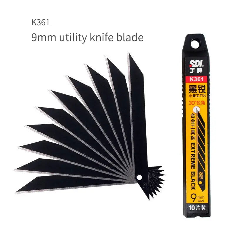 9mm Small Art Blade 30 Degree Sharp Angle Black Blade Automotive Wear-Resistant Film Engraving Blade K361/1361 Utility Knife by InterCyprus Trading Ltd