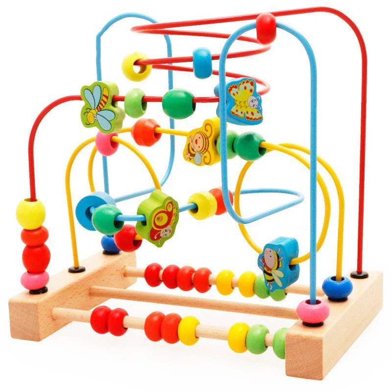 Montessori Wooden Roller Coaster Bead Maze Toys for Toddlers