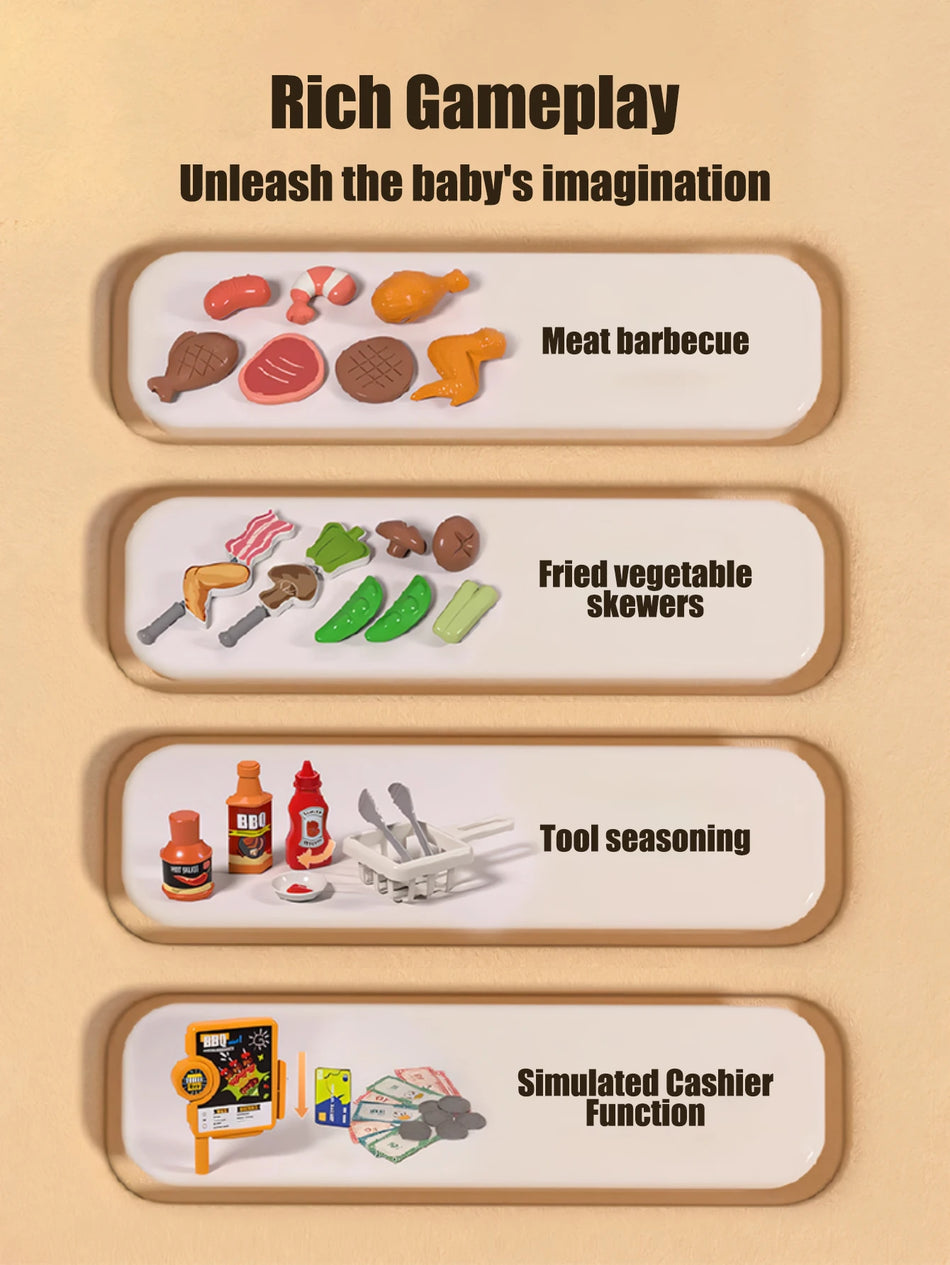 Mini Barbecue Shop Toys 56Pcs With Sound Simulation Kids