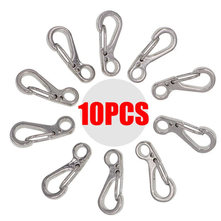 10-Pack Mini Aluminium Alloy Carabiners - Durable EDC Keychain &amp; Camping Hooks Silver - 10PCS