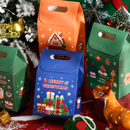 10pcs Colourful Christmas Gift Bags for Biscuits &amp; Treats